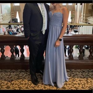 Amsale Bella bridesmaid gown in Slate flat chiffon